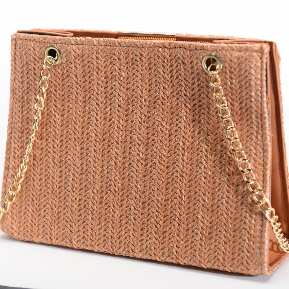 Elegant Brown Chain Strap Women Bag